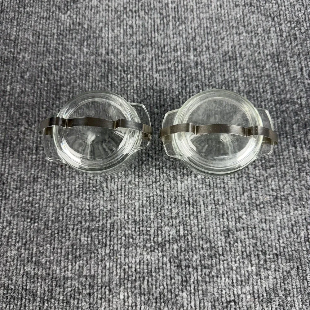 Vintage Sovirel Glass Jam Jars Set Of 2 Clear Round With Lids France Kitchen